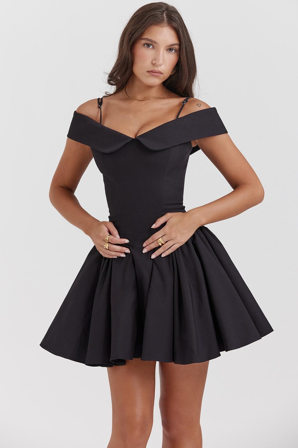 Elida Black Off Shoulder Mini Dress Product Image