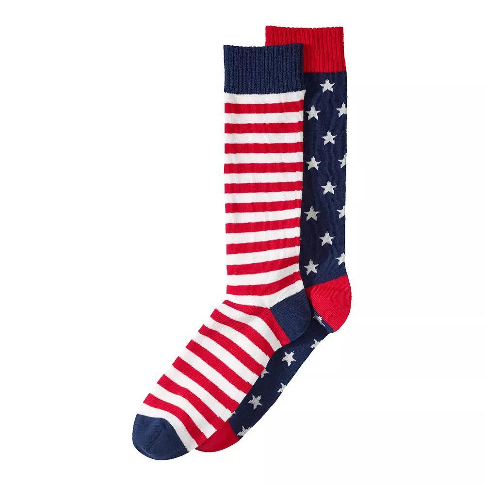 Men's Lands' End Novelty Crew Socks, Orange Rugby Stripe Product Image
