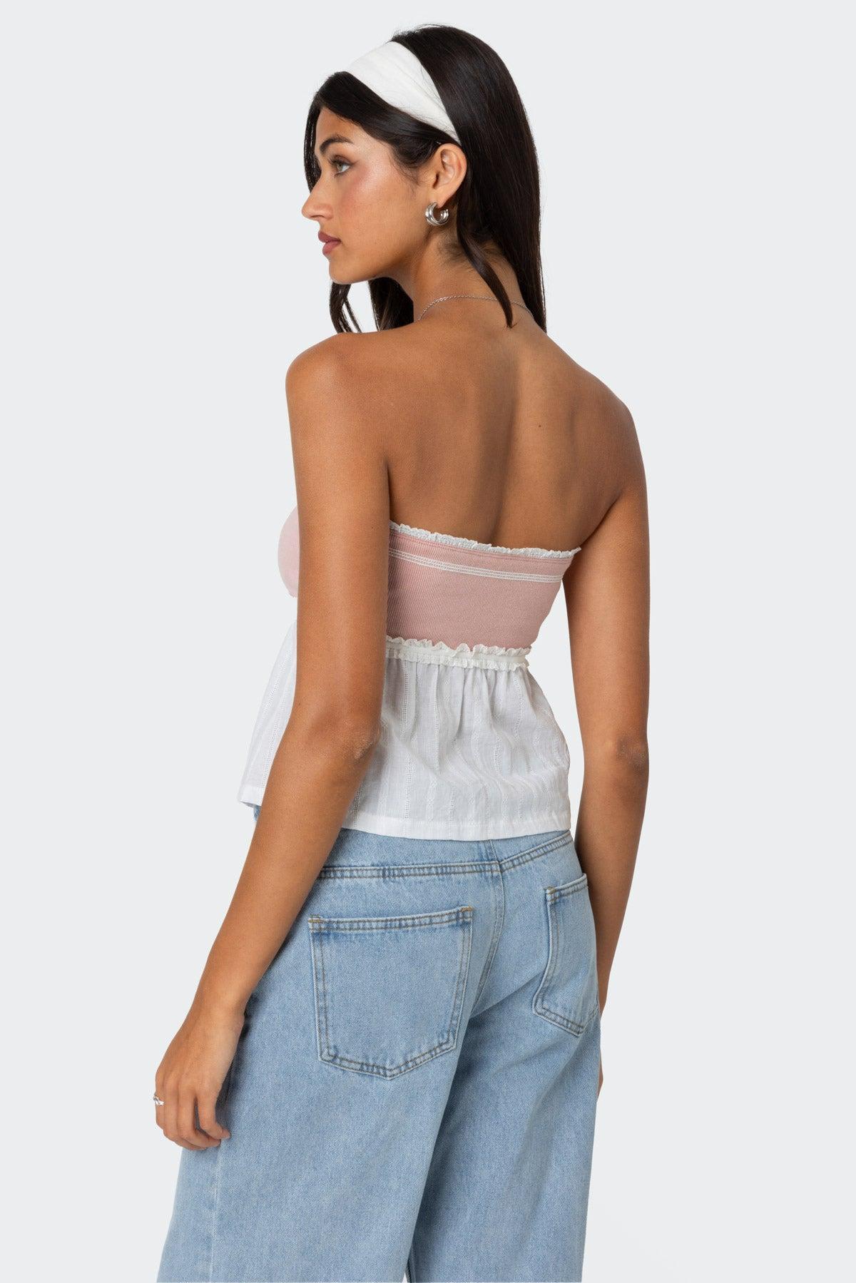 Rena Ribbed Peplum Tube Top Product Image