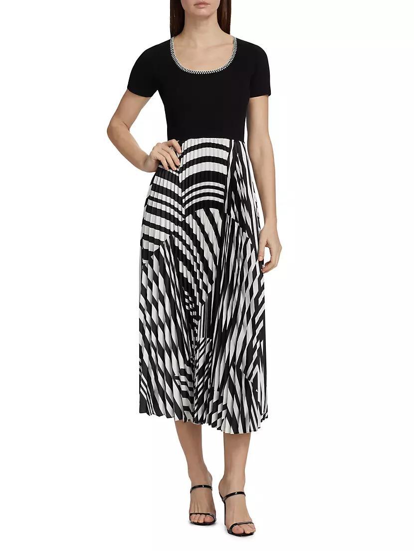 Aminah Pleated Geometric Midi-Dress Product Image