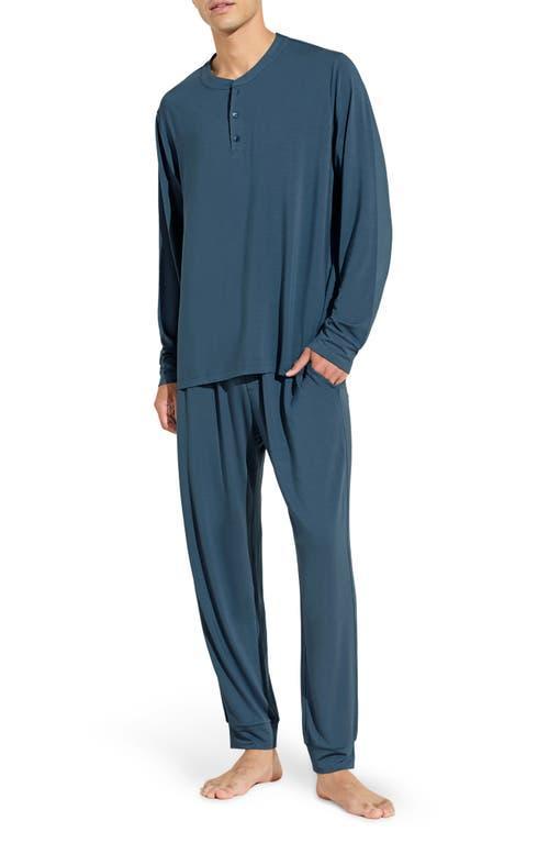 Eberjey Henry Long PJ Set Coastal Blue M Product Image