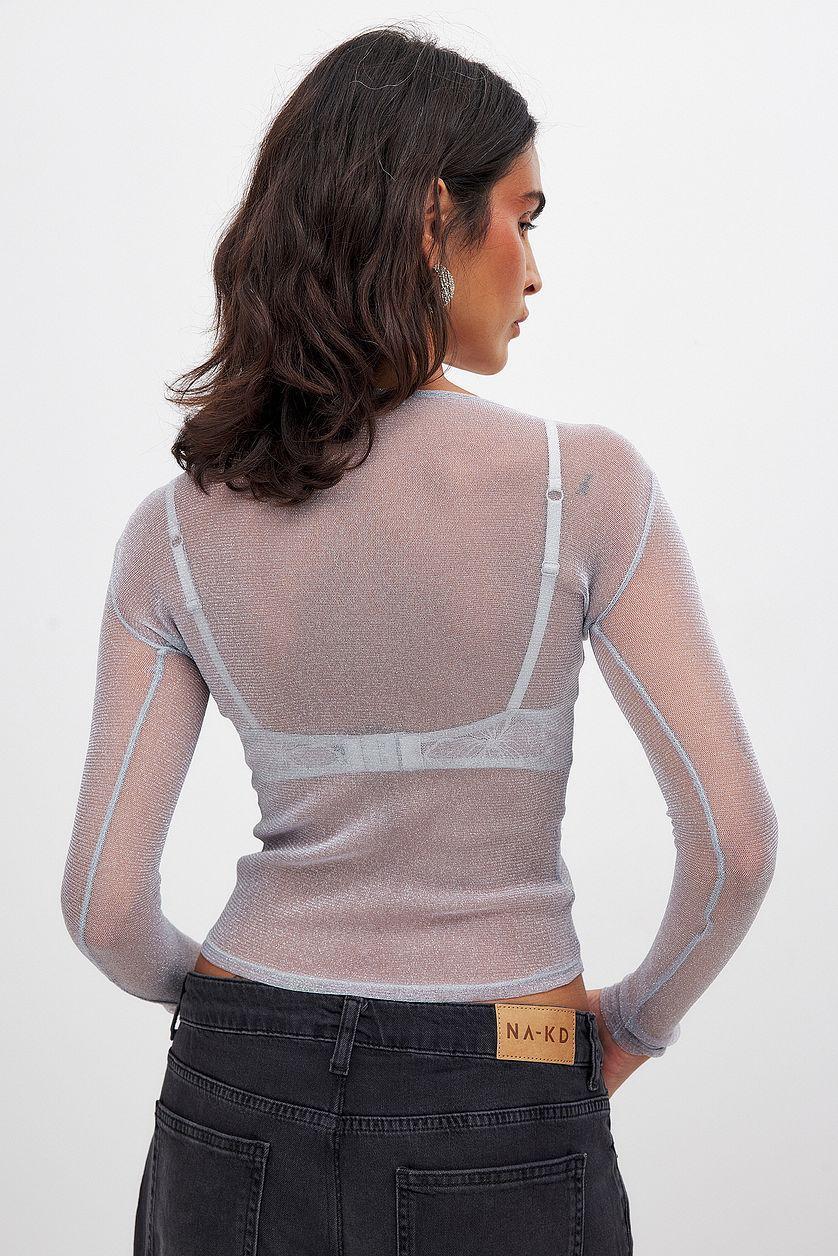 Long Sleeve Glitter Mesh Top Product Image