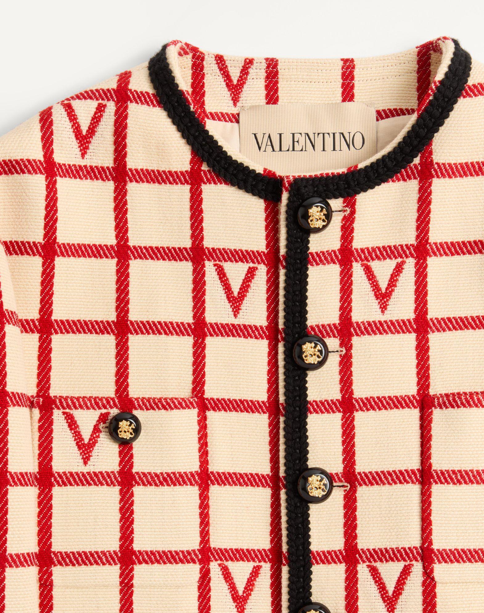 Wool Blend Jacket With V Check Pattern Product Image