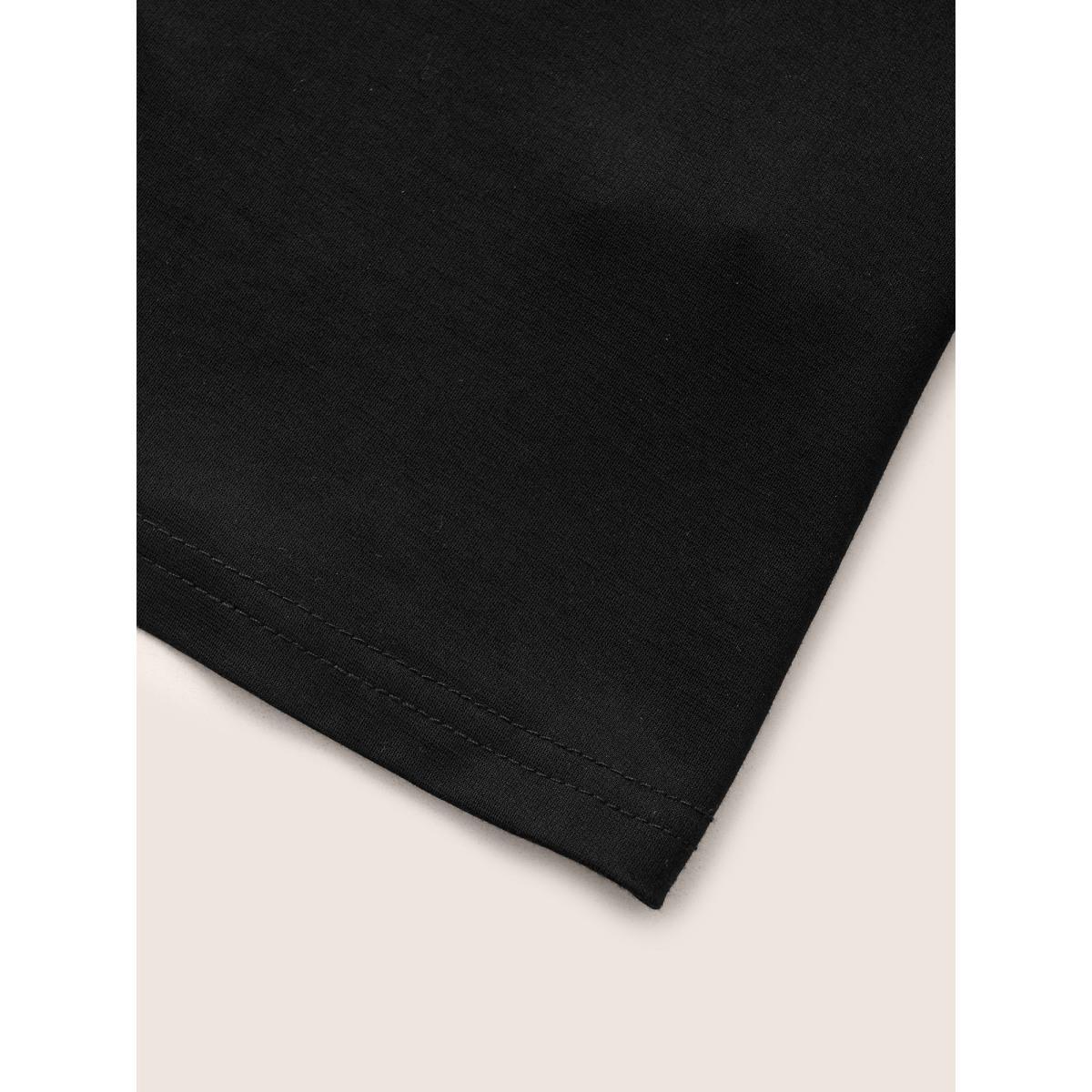 Plus Size Basic Solid Color U Neck T-shirt Black Women Basics U-neck Everyday T-shirts BloomChic 22-24/3X Product Image