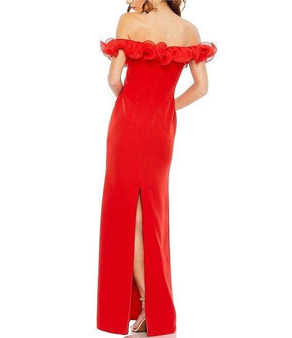 Mac Duggal Off-the-Shoulder Ruffle Embellished Sheath Gown Product Image