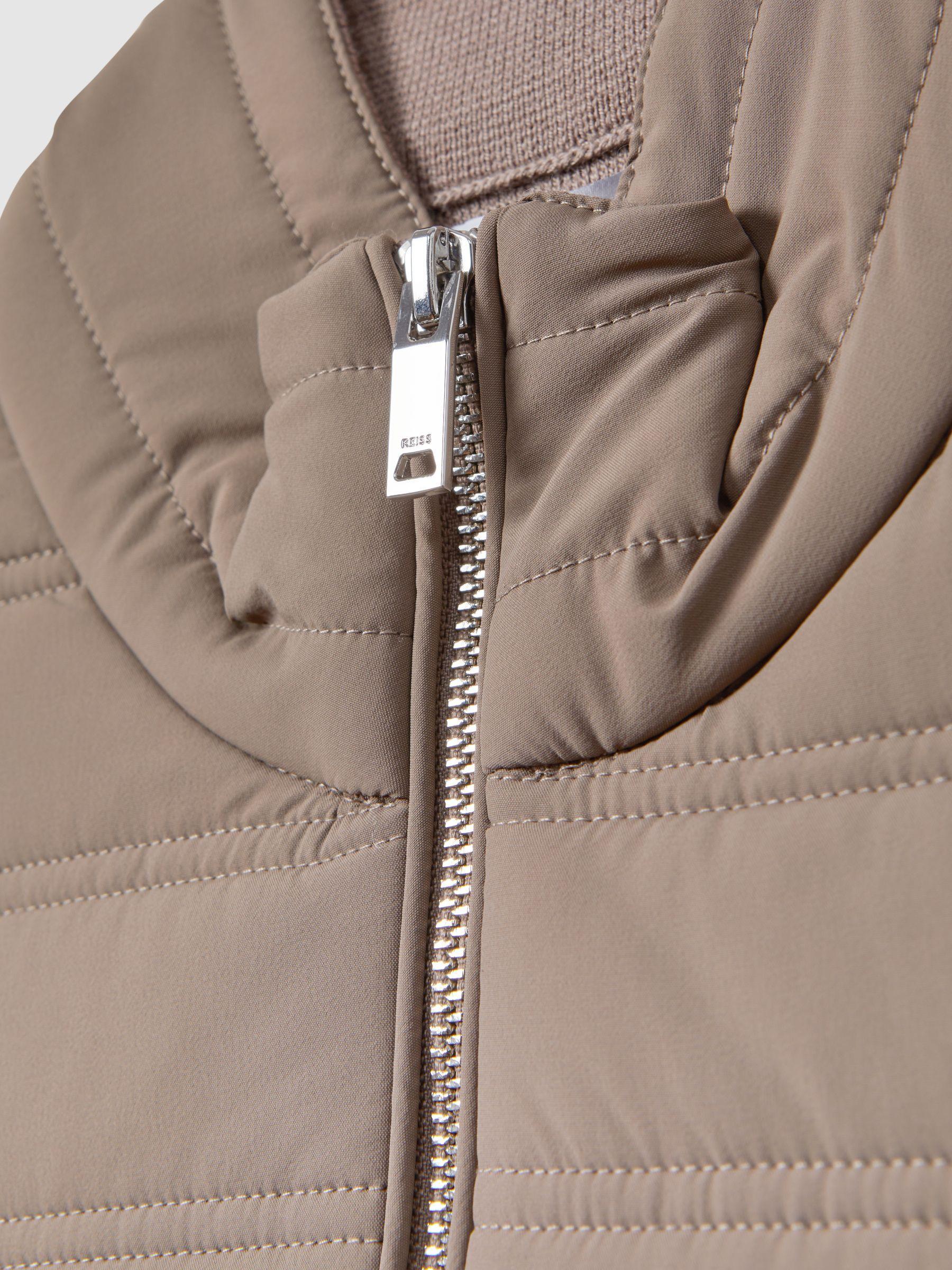 Hybrid Quilt and Knit Zip-Through Gilet in Mink Product Image