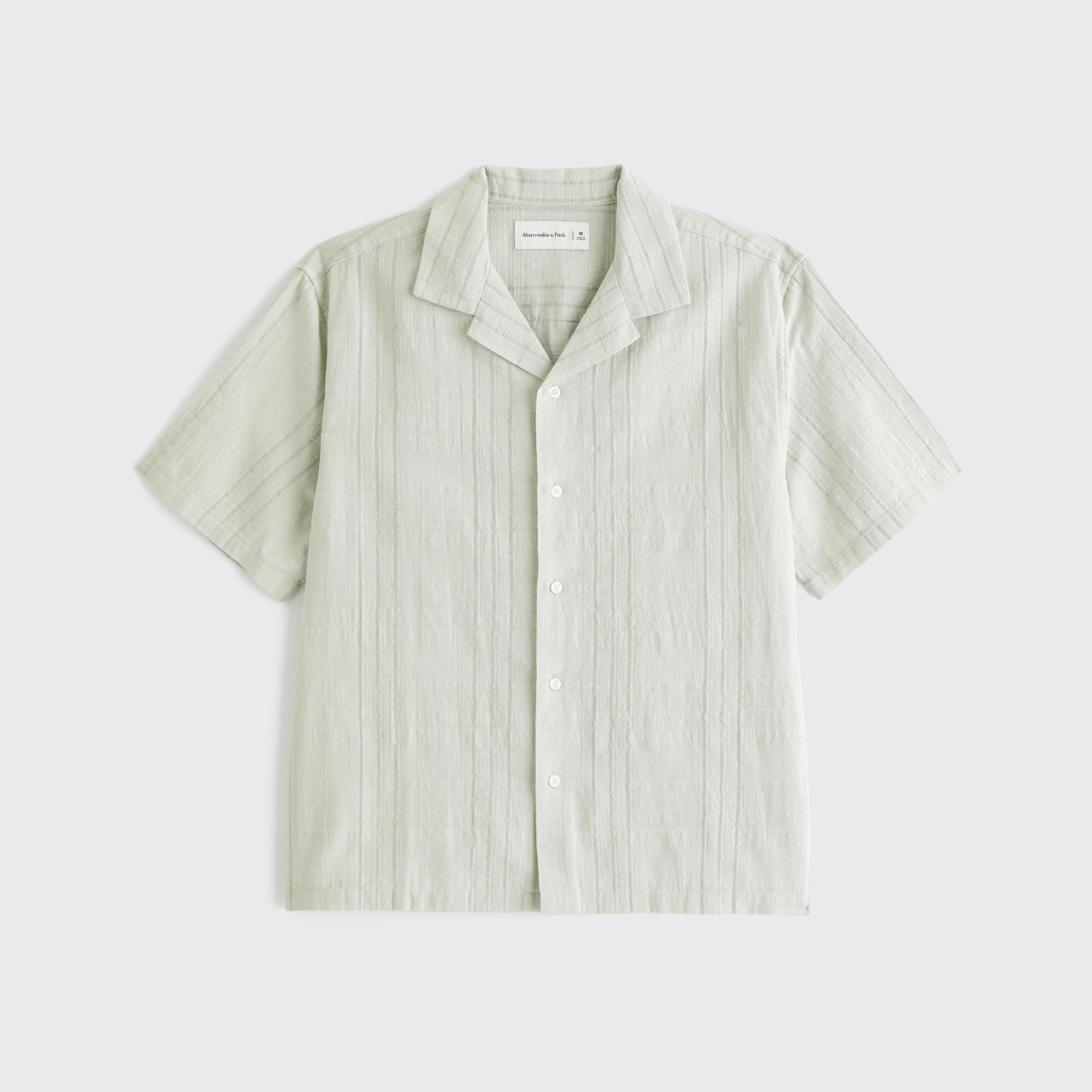 Camp Collar Textured Button-Up Shirt Product Image