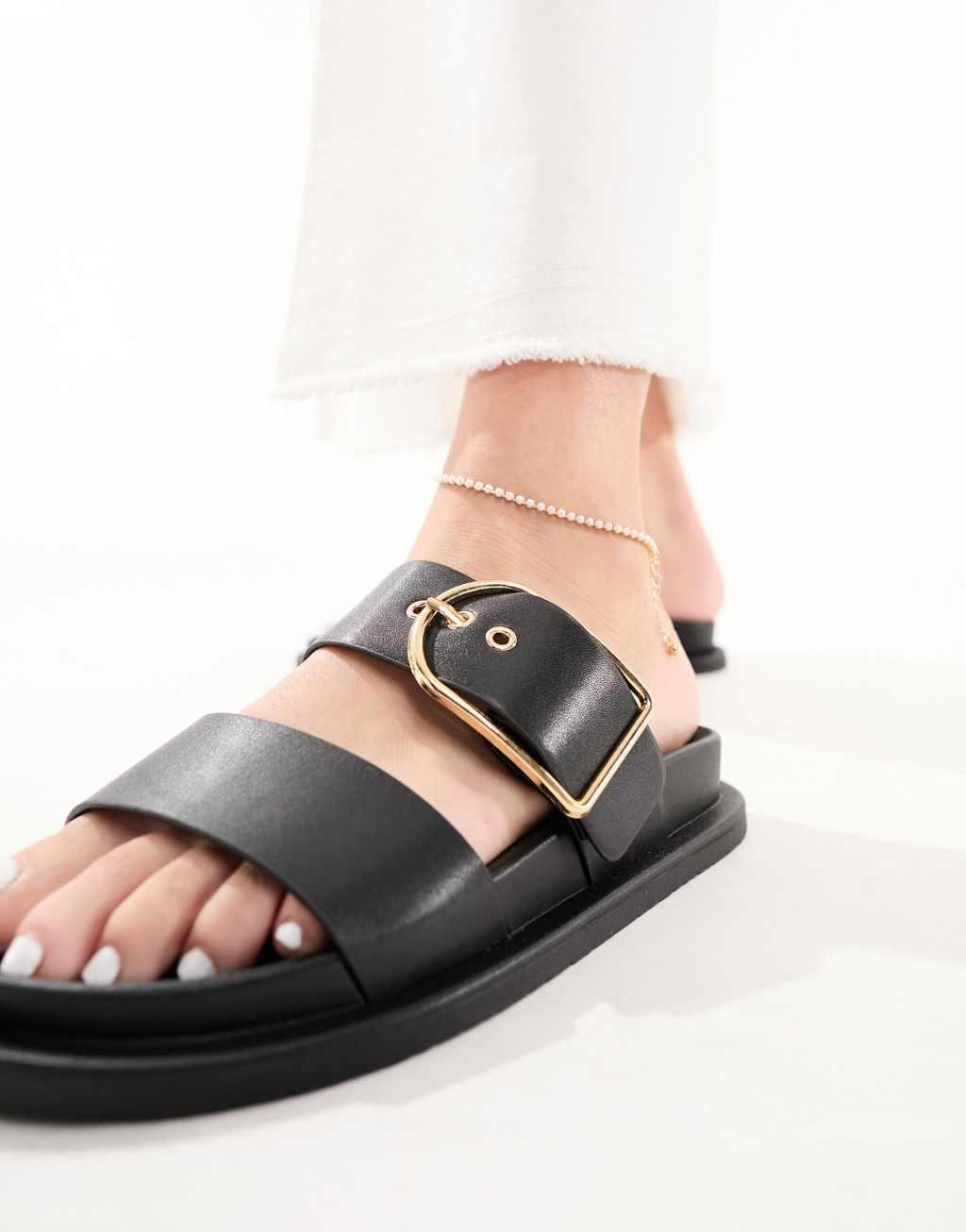 ASOS DESIGN Wide Fit Frozen double strap slider Product Image