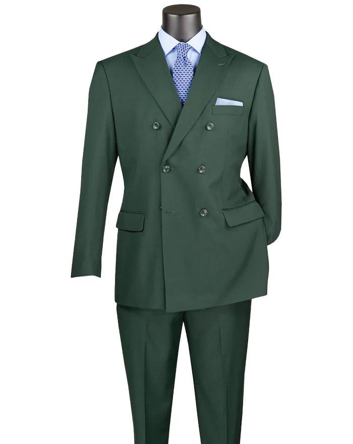 Ramses Collection - Hunter Green Regular Fit Double Breasted 2 Piece Suit with Flexible Elastic Waistband Product Image