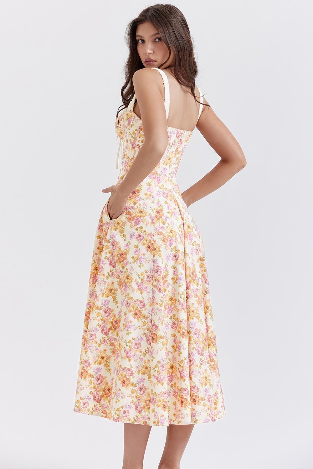 Sabrina Ivory Print Bustier Sundress Product Image