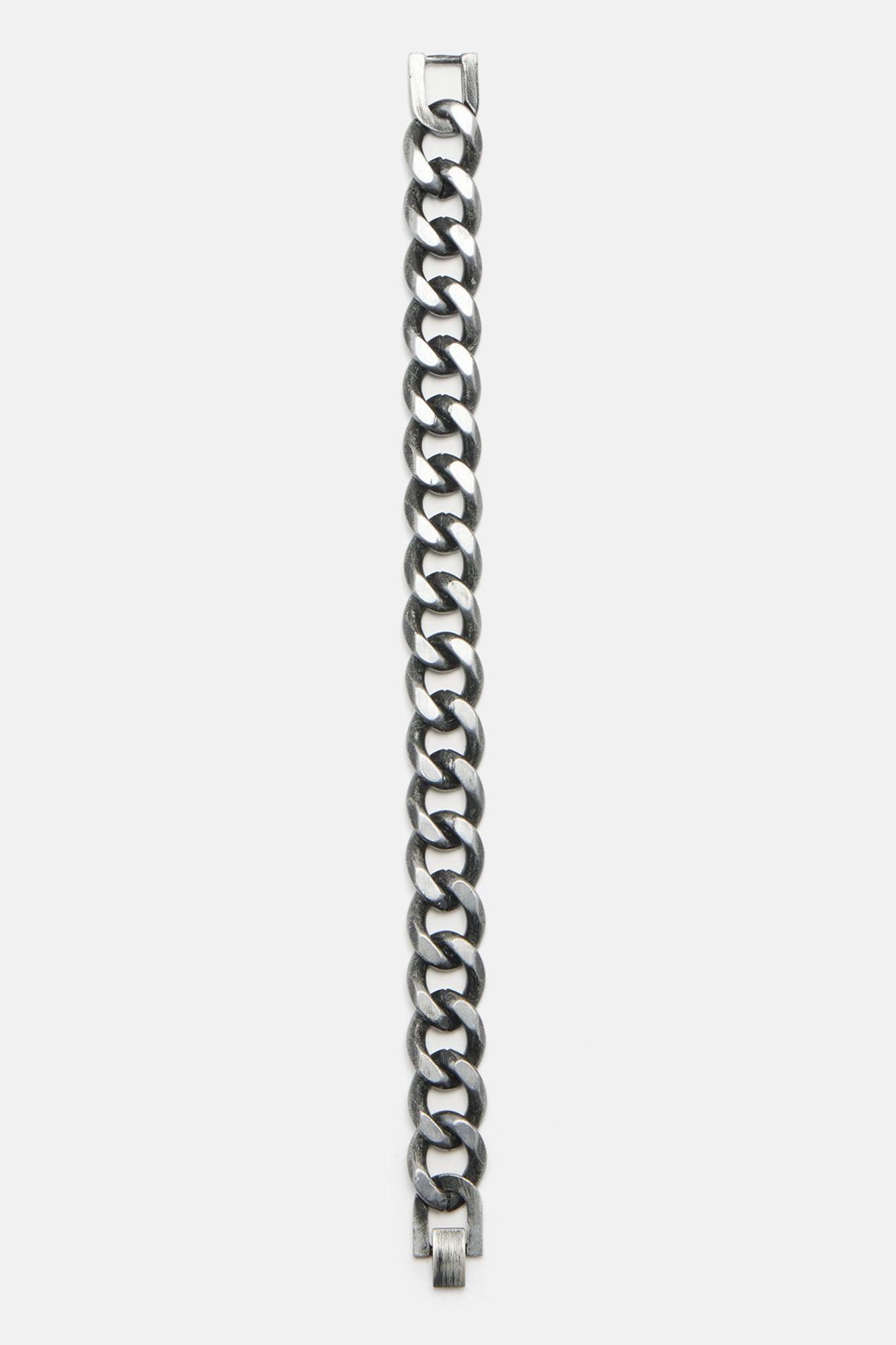 Stainless Steel Chunk Bracelet - Silver/Black Product Image