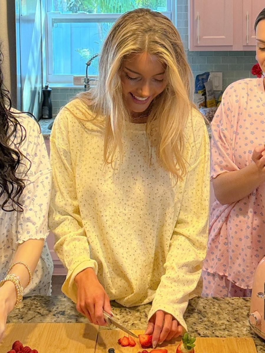 Lemon Floral Pajama Pants Product Image