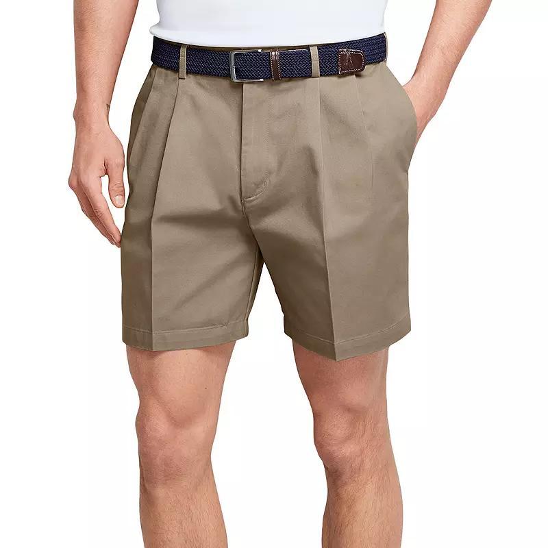 Men's Lands' End Comfort Waist 6-inch No-Iron Pleated Chino Shorts, Size: 38, Green Product Image