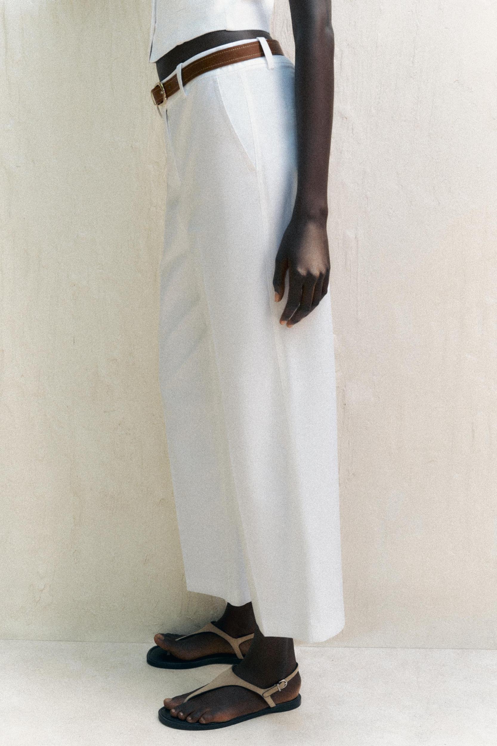 LINEN CULOTTES WITH BELT Product Image