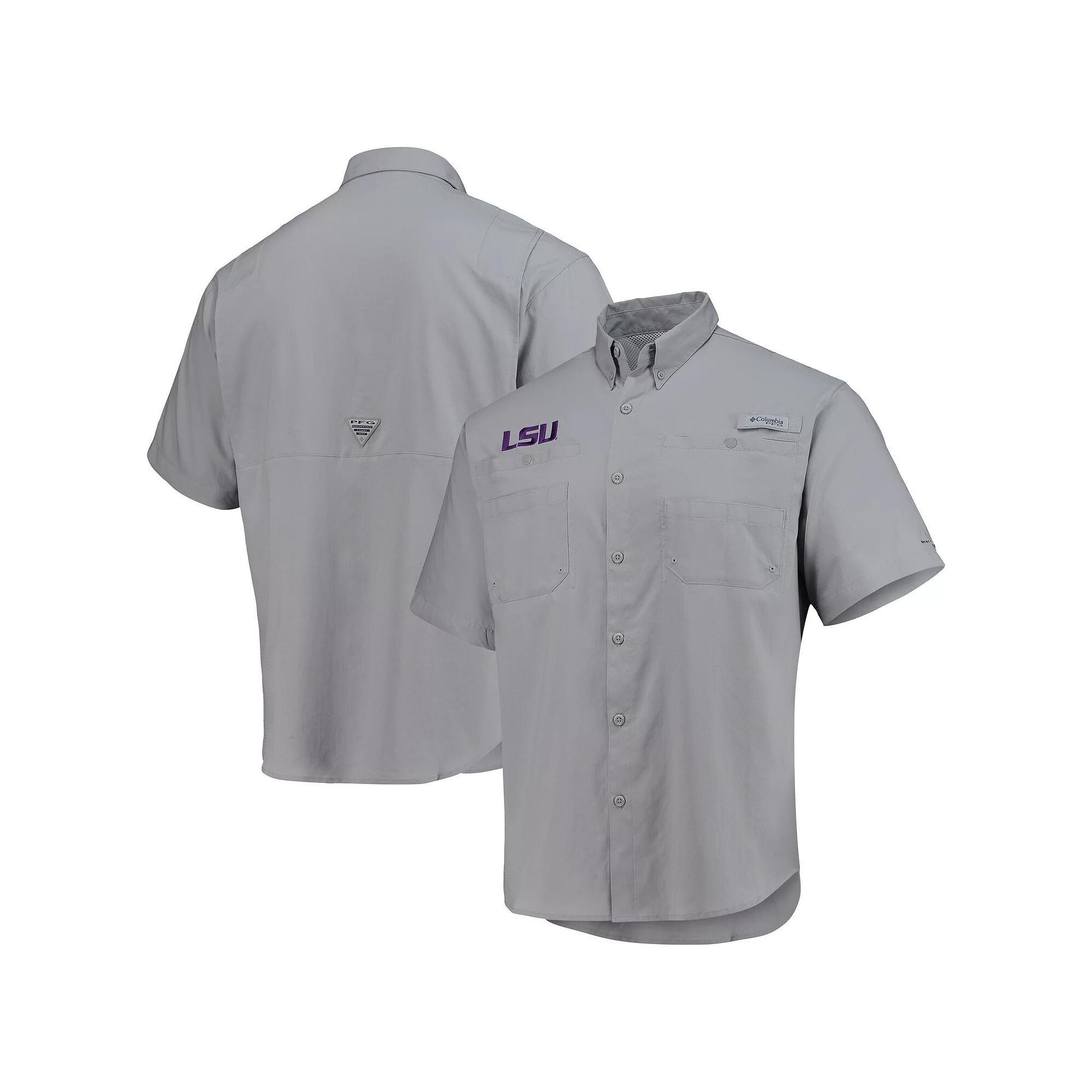 Men's Columbia Gray LSU Tigers Tamiami Omni-Shade Button-Down Shirt, Size: XL, Grey Product Image