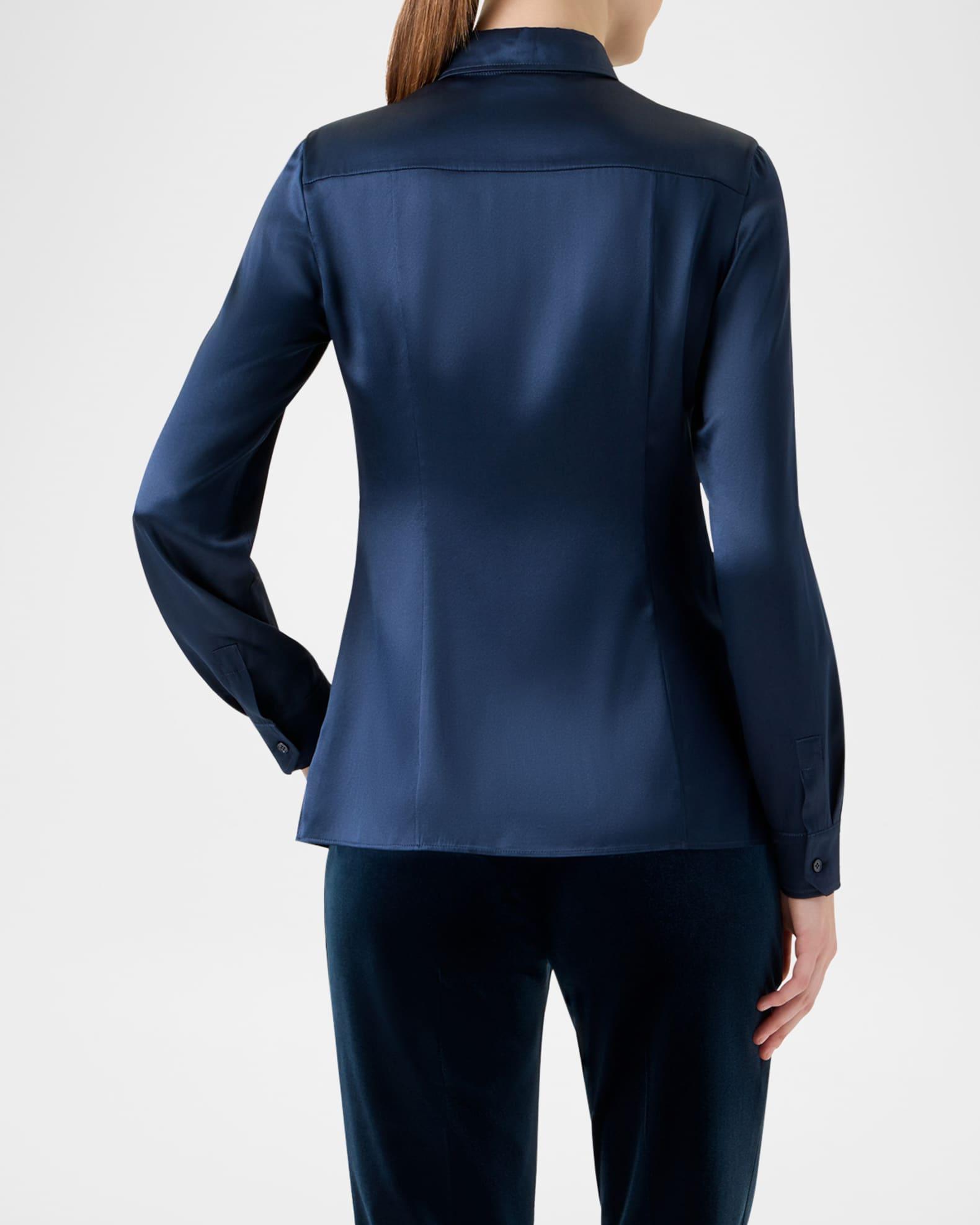 Stretch Silk Satin Button-Down Blouse Product Image