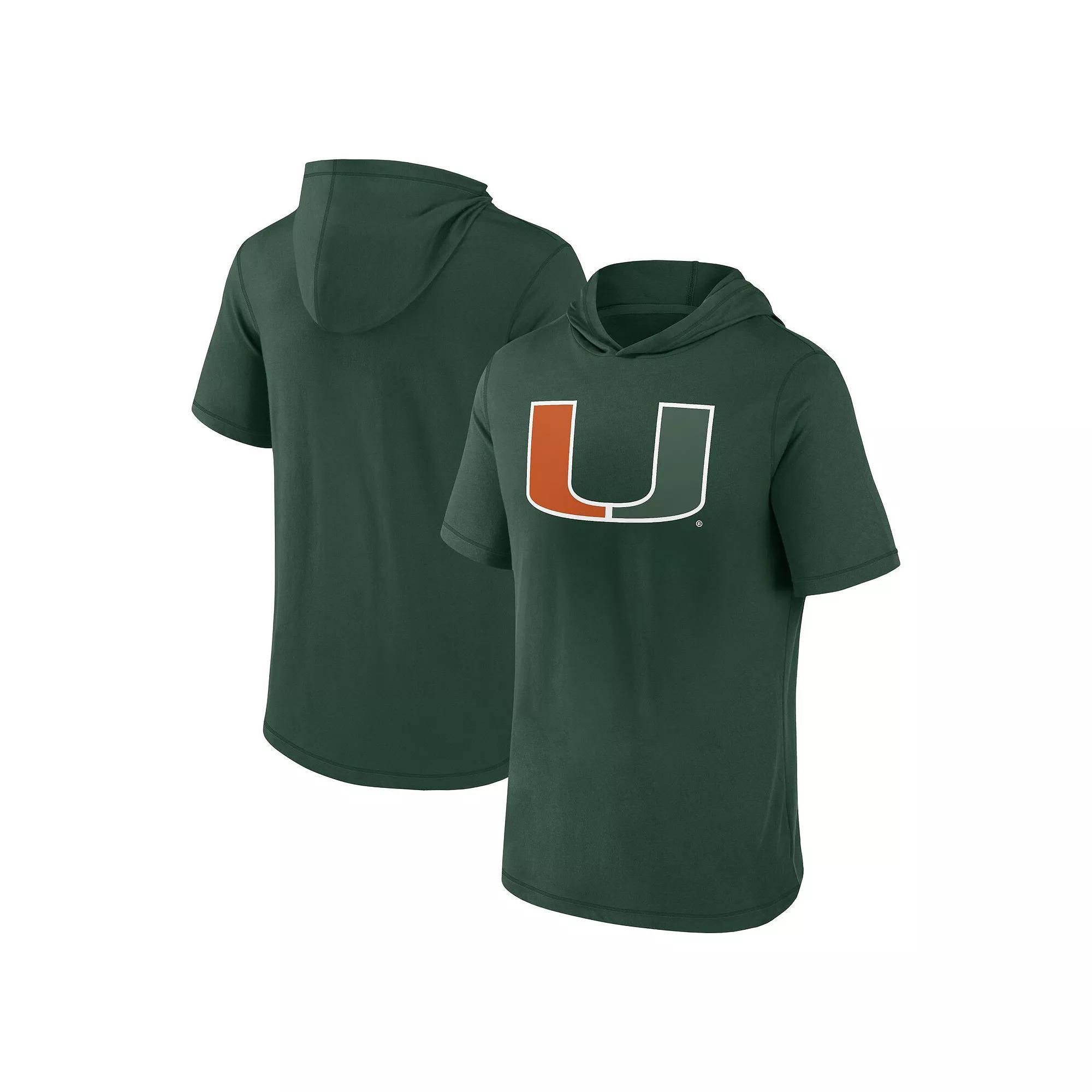 Men's Fanatics Branded  Green Miami Hurricanes Primary Logo Hoodie T-Shirt, Size: Large Product Image