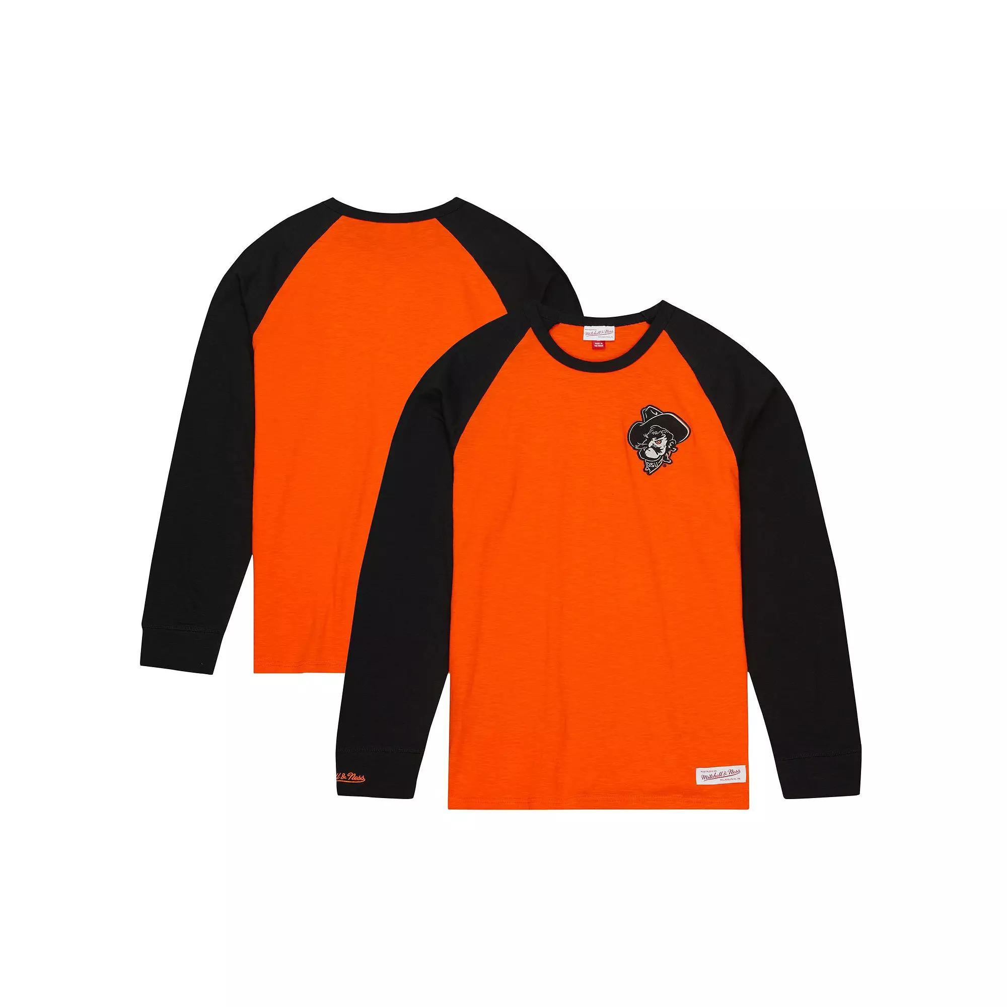 Men's Mitchell & Ness Orange Oklahoma State Cowboys Legendary Slub Raglan Long Sleeve T-Shirt, Size: XL Product Image