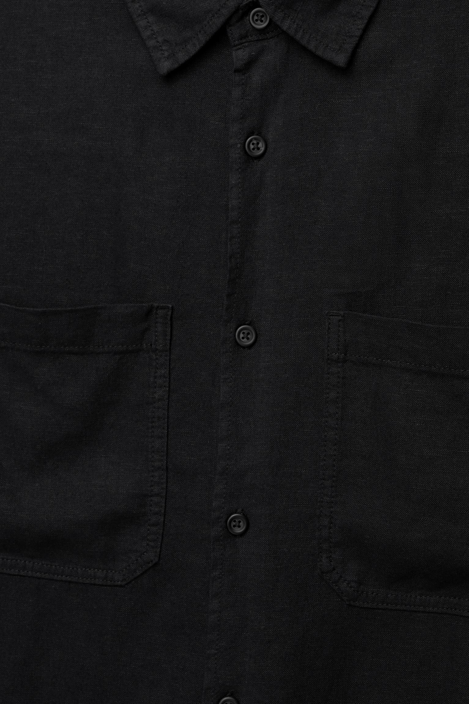 Long sleeve linen blend shirt Product Image