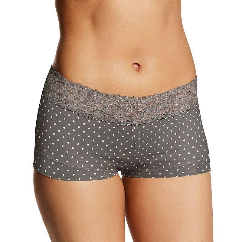 Maidenform Dream Cotton Lace-Trim Boyshort Underwear 40859, Womens, Gray Grey Floral Product Image