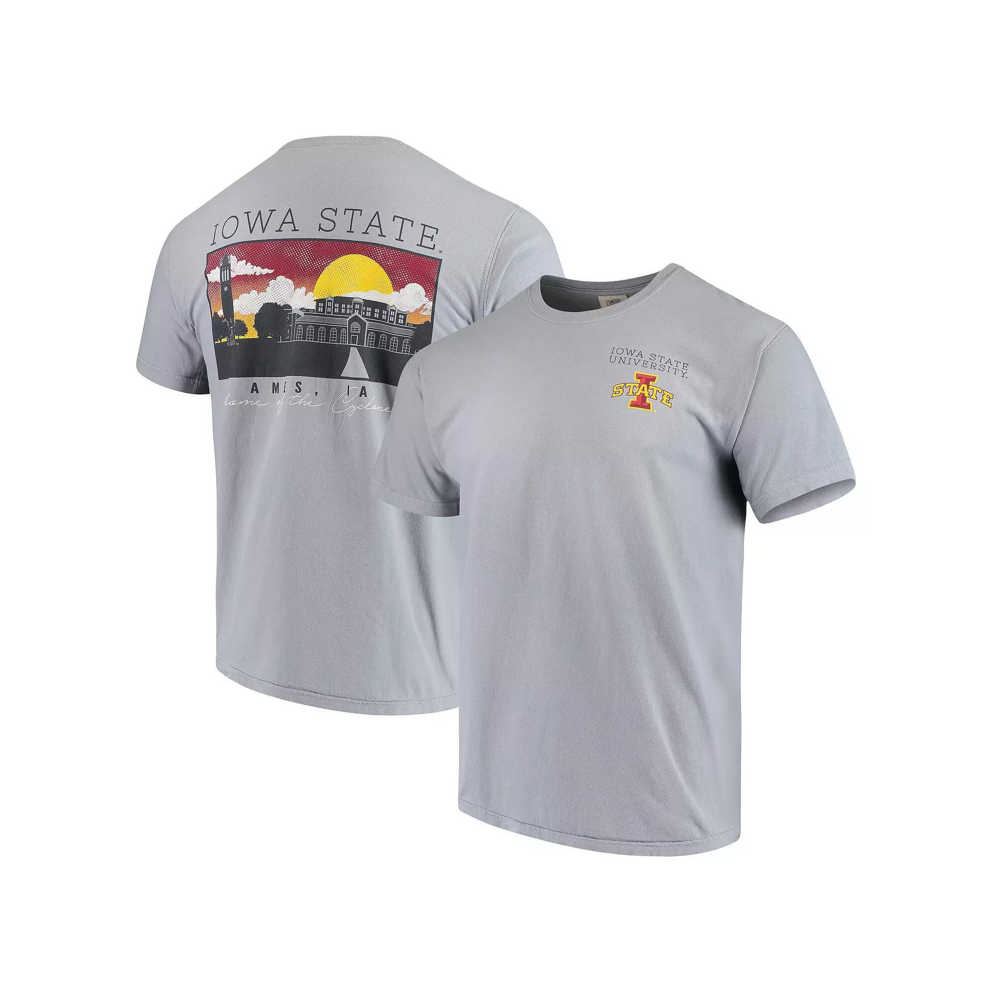Men's Gray Iowa State Cyclones Team Comfort Colors Campus Scenery T-Shirt, Size: Large, Grey Product Image