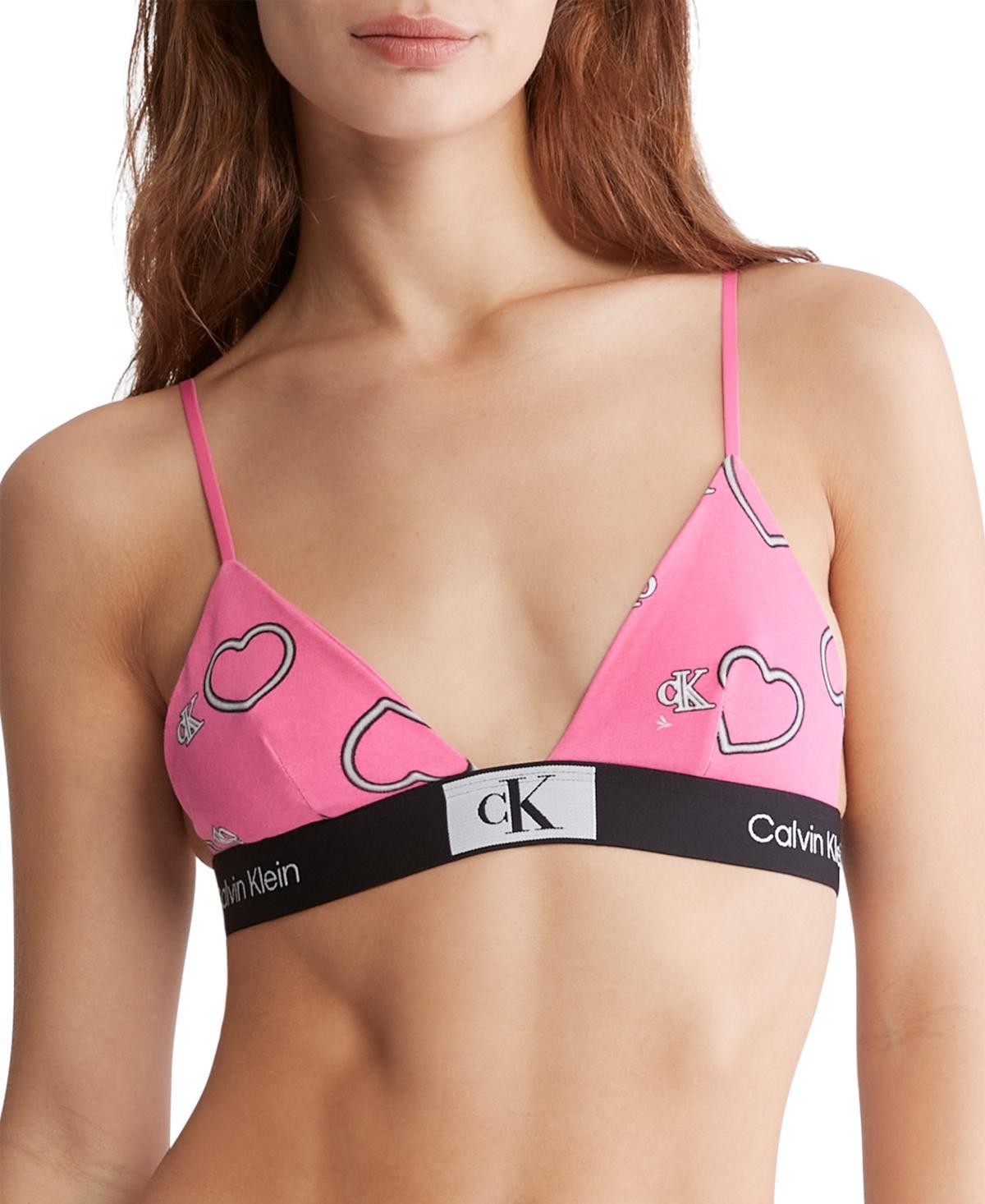 Calvin Klein Womens Calvin Klein 1996 V-Day Cotton Stretch Unlined Triangle Bralette - Pink - XS Product Image