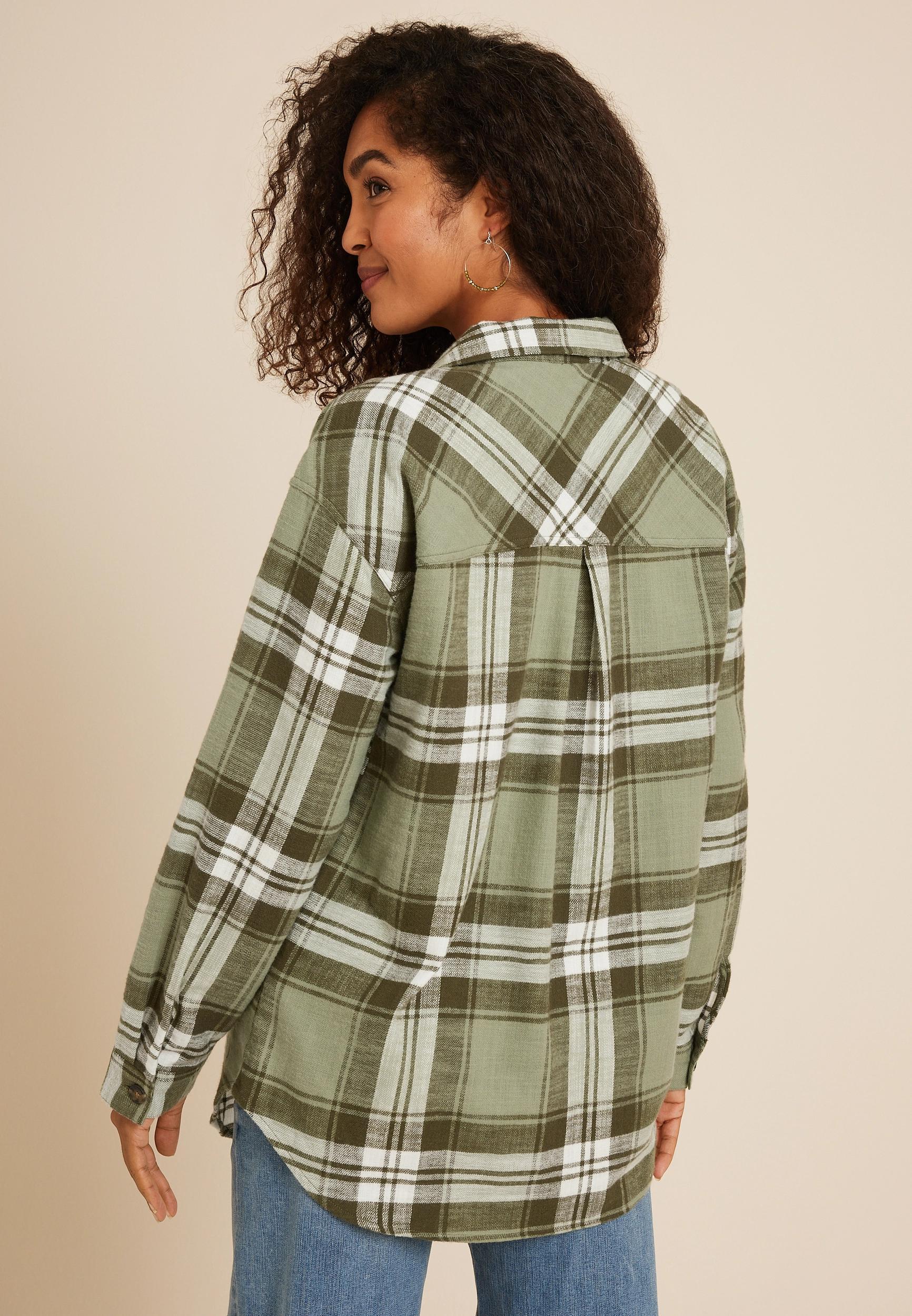 Cabin Plaid Boyfriend Tunic Shirt Product Image