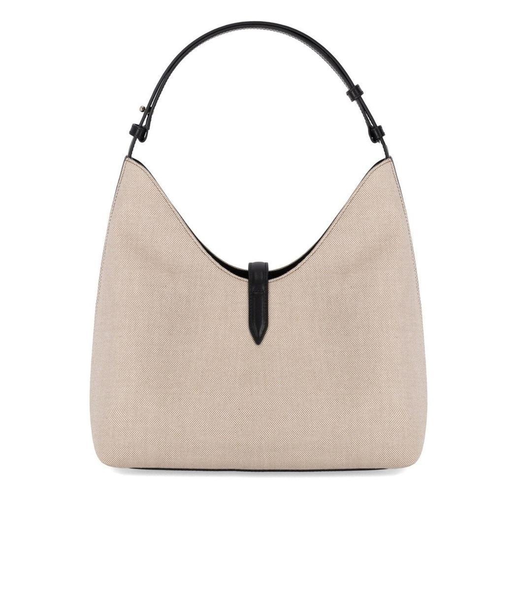 FURLA Goccia M Hobo Natural Black Shoulder Bag In Beige Product Image