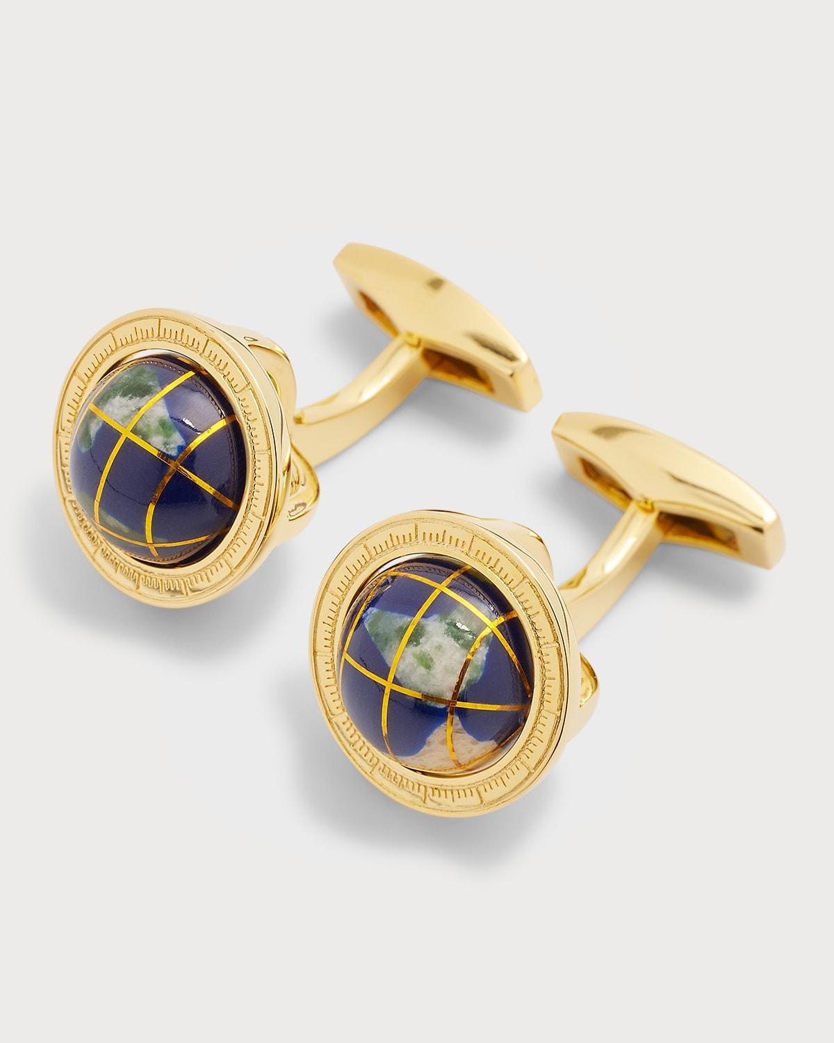 Mens Lapis Mosaic Globe Cufflinks Product Image