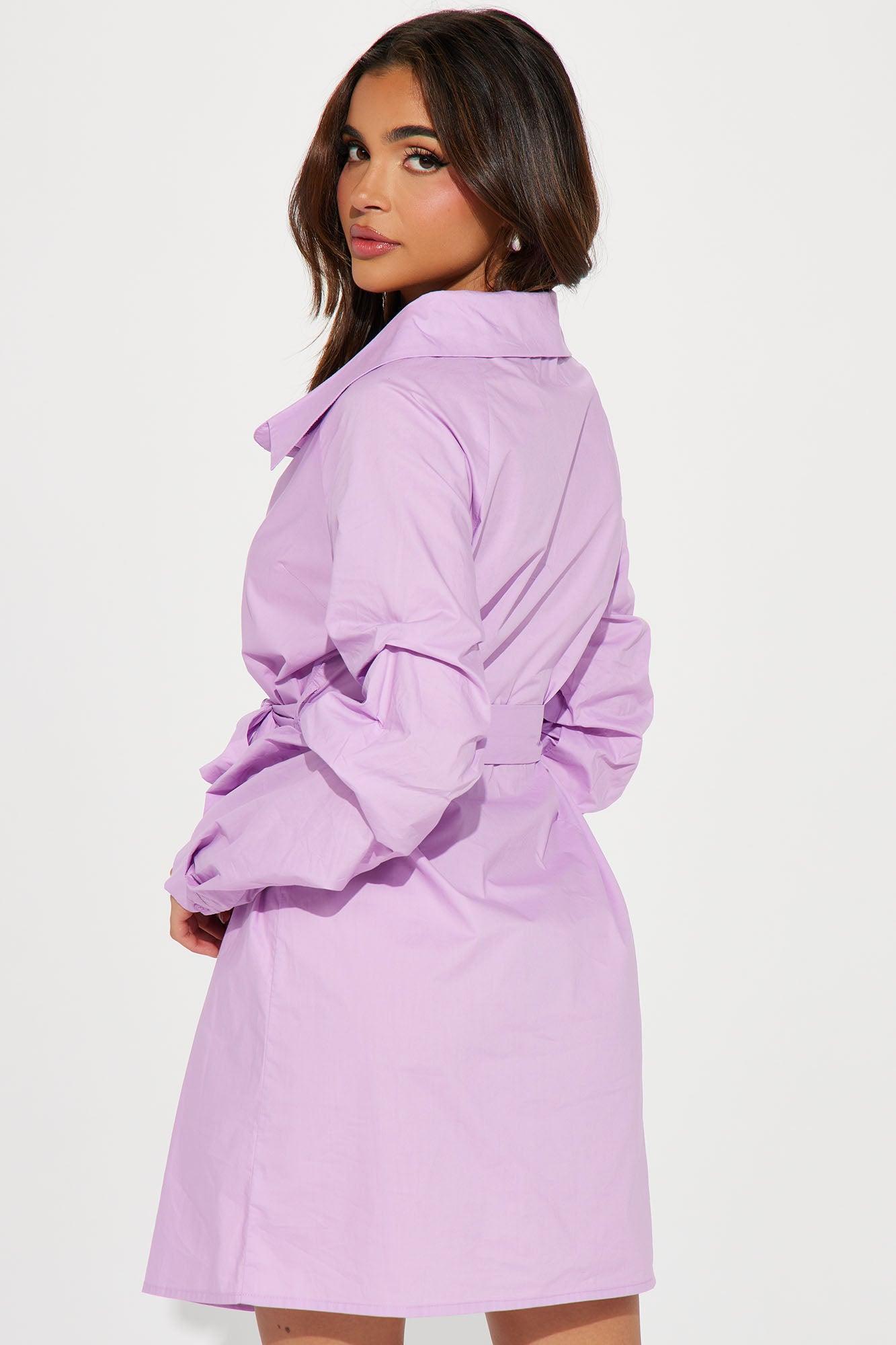 Isabel Shirt Mini Dress - Lilac Product Image