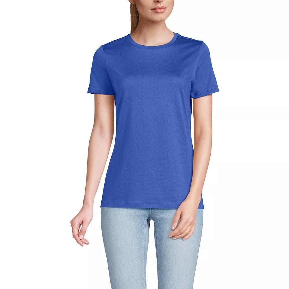 Women's Lands' End Relaxed-Fit Supima Cotton Crewneck Tee, Size: Medium, Blue Breeze Product Image