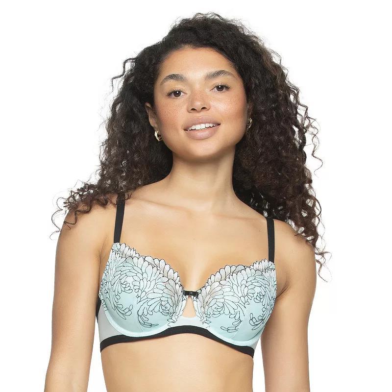 Paramour by Felina Aura Embroidered Tulle Overlay Contour Underwire Bra 125169, Women's, Size: 32 C, Chiffon Blue Product Image