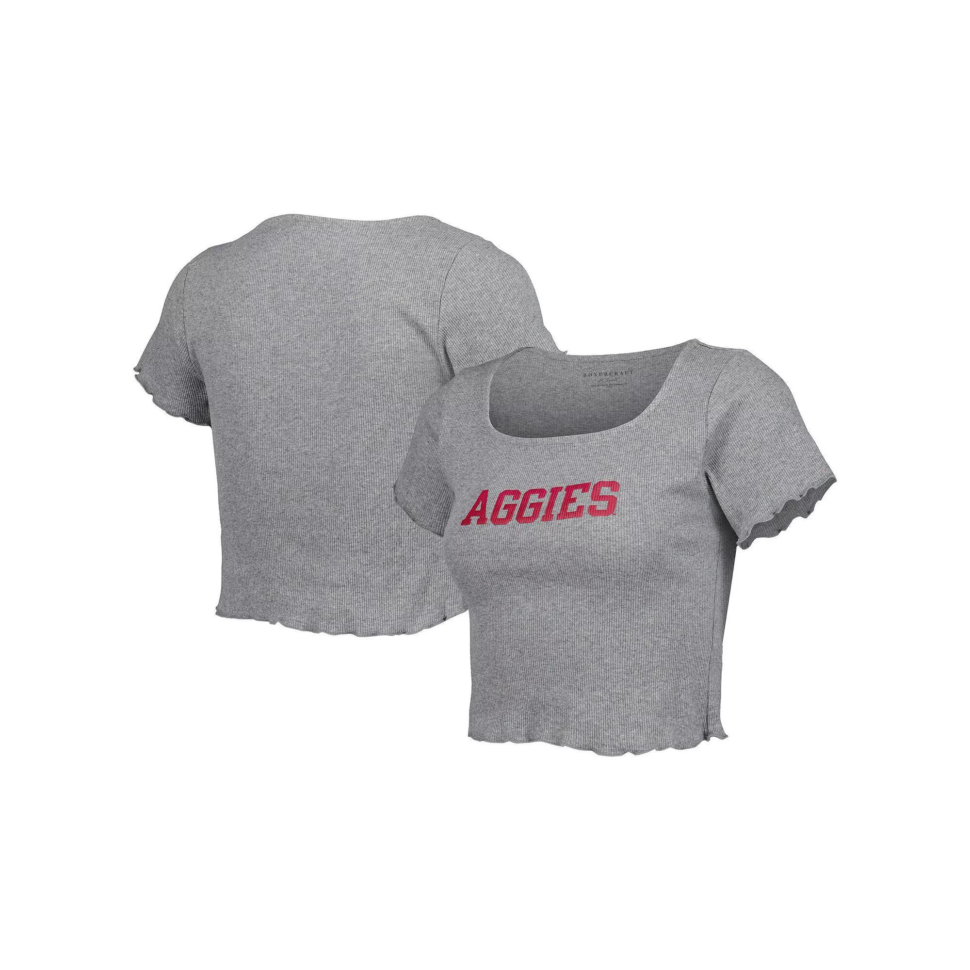 Women's Gray Texas A&M Aggies Baby Rib Lettuce-Edge Trim T-Shirt, Size: Large, Grey Product Image