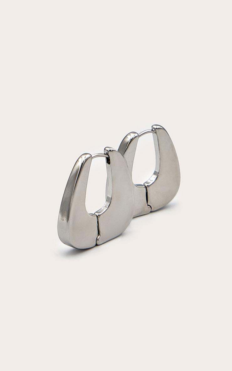 Silver Chunky Clasp Hoop Earrings Product Image