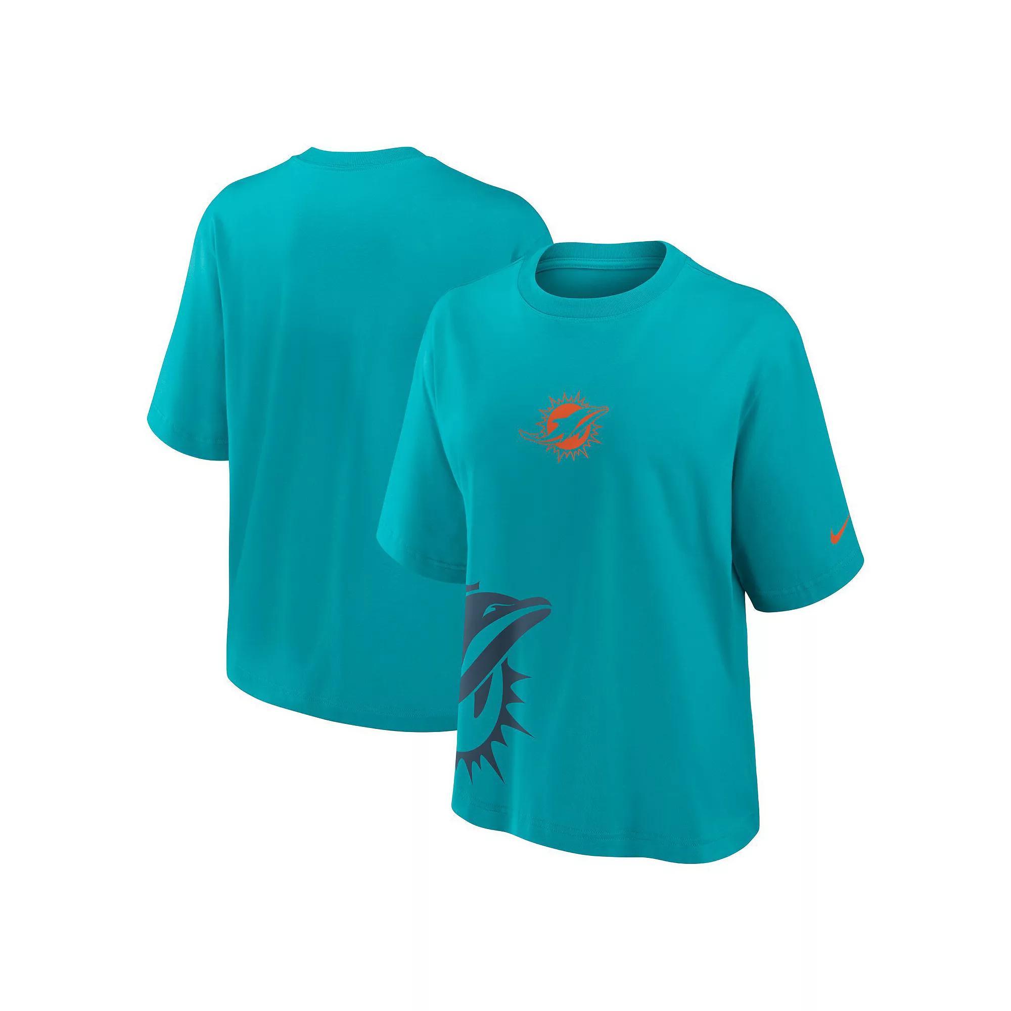 Women's Nike Aqua Miami Dolphins Boxy T-Shirt, Size: Small, Turquoise A Product Image