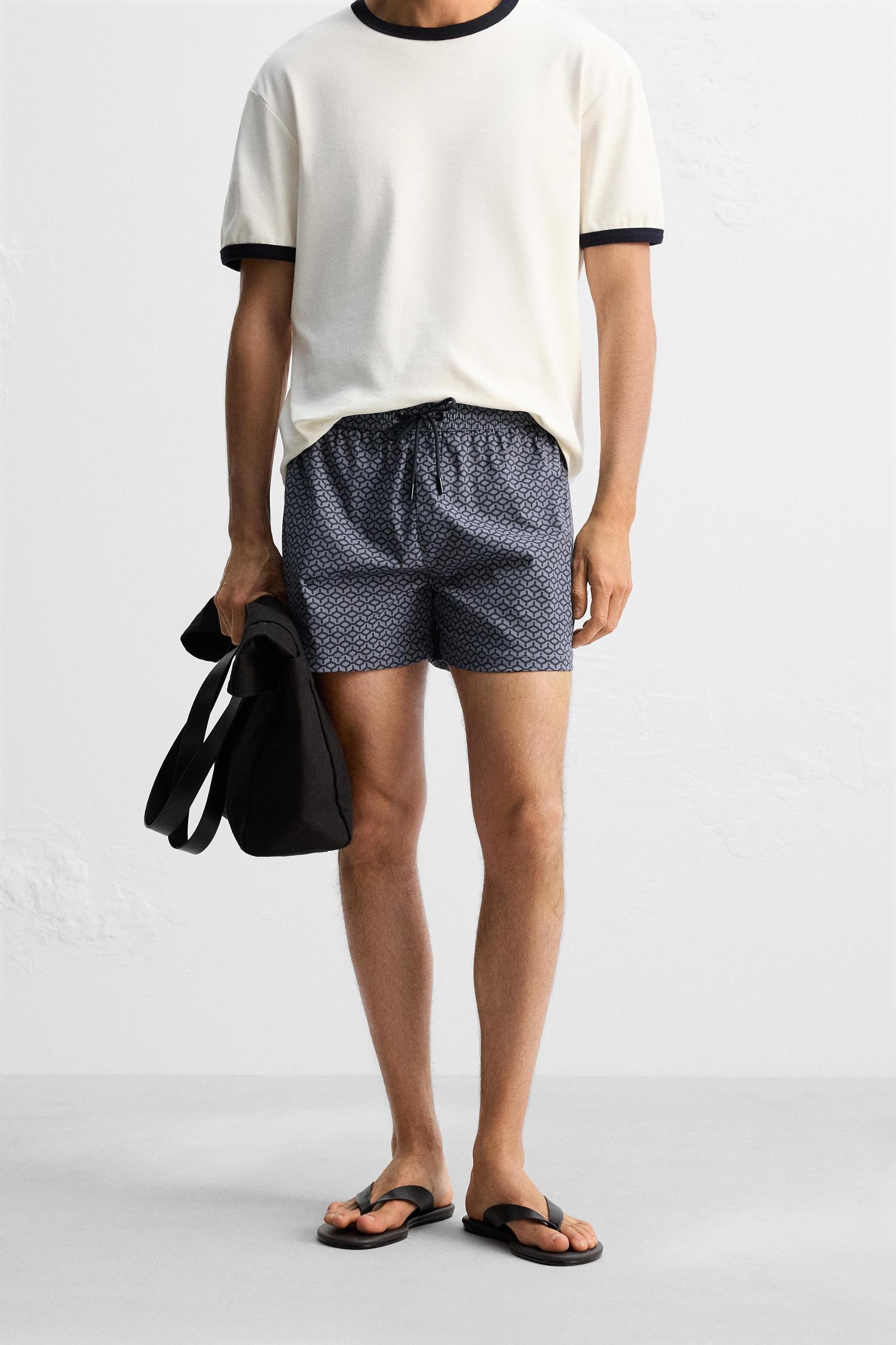 GEOMETRIC PRINT SHORT SWIMMING TRUNKS Product Image