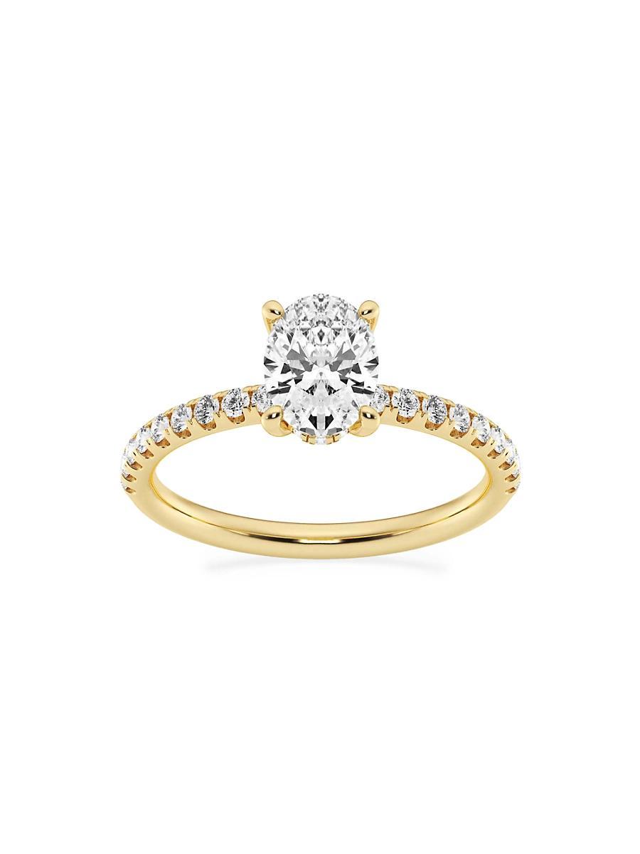 Womens 14K Yellow Gold & Oval Lab-Grown Diamond Hidden Halo Ring/0.80-3.41 TCW Product Image