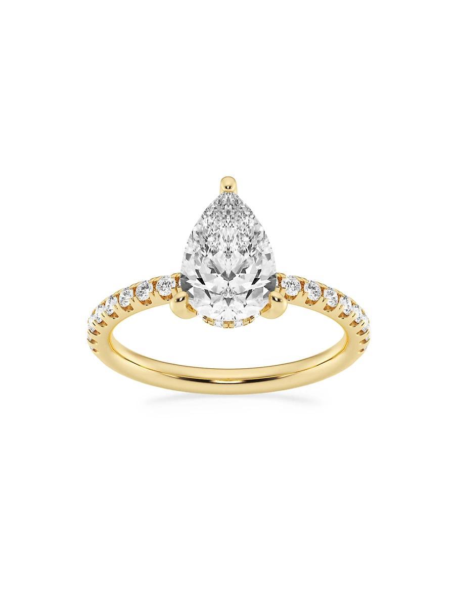 Womens 14K Yellow Gold & Pear-Cut Lab-Grown Diamond Hidden Halo Ring/0.80-3.41 TCW Product Image