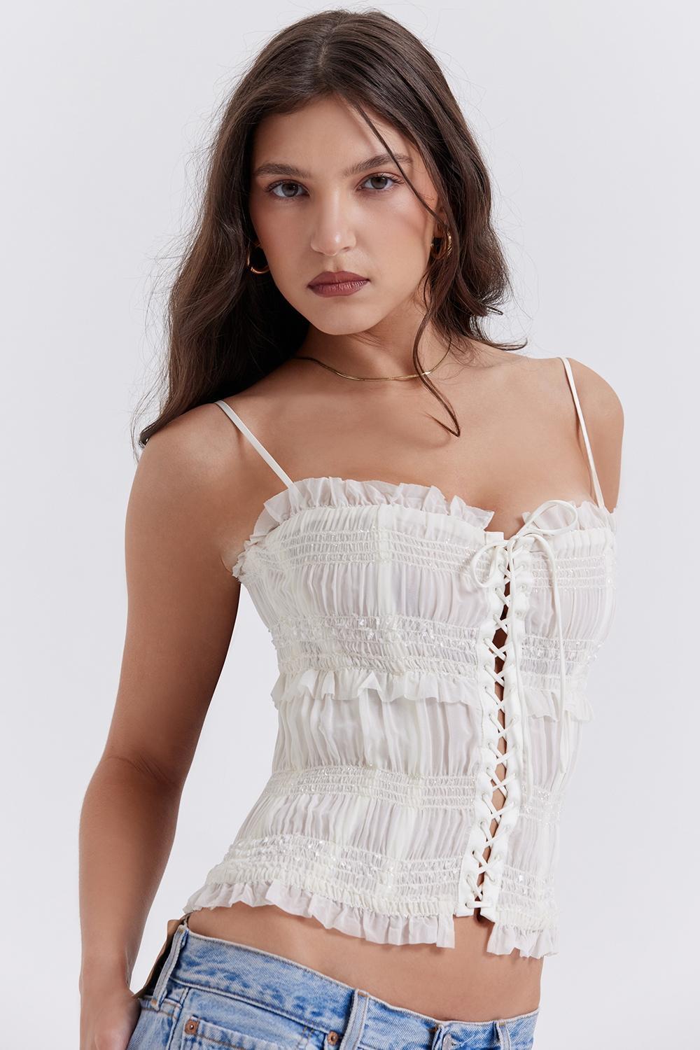 Lula Ivory Sequin Pleat Corset Product Image