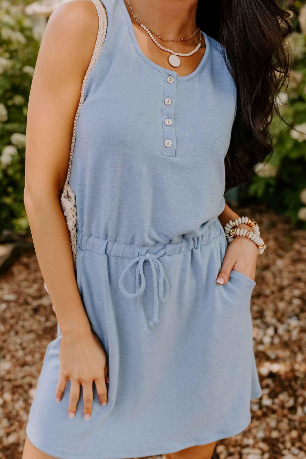 Ivy League Style Dress In Airy Blue Product Image