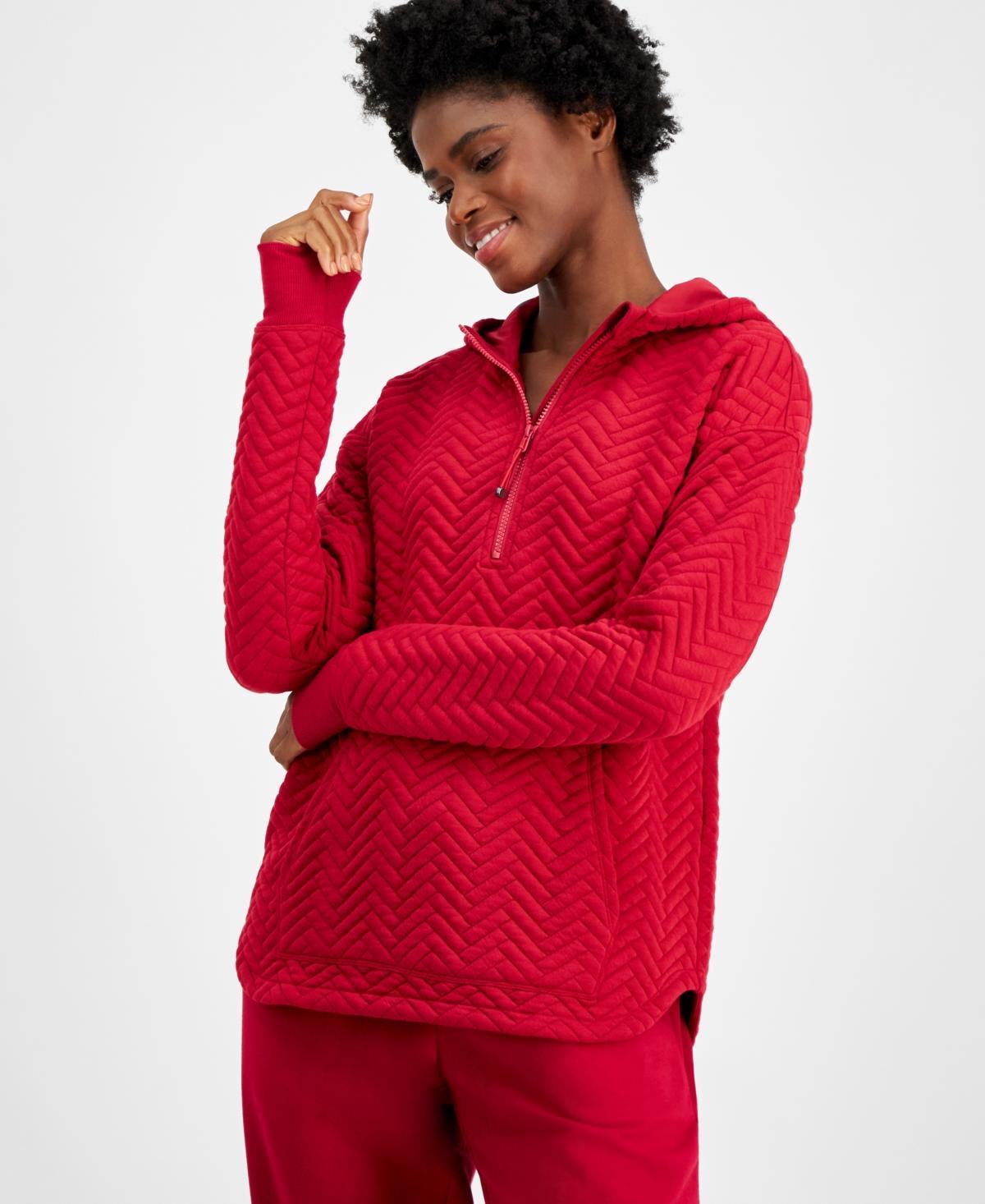 Id Ideology Womens Relaxed Quilted Quarter-Zip Hoodie, Created for Macys Product Image