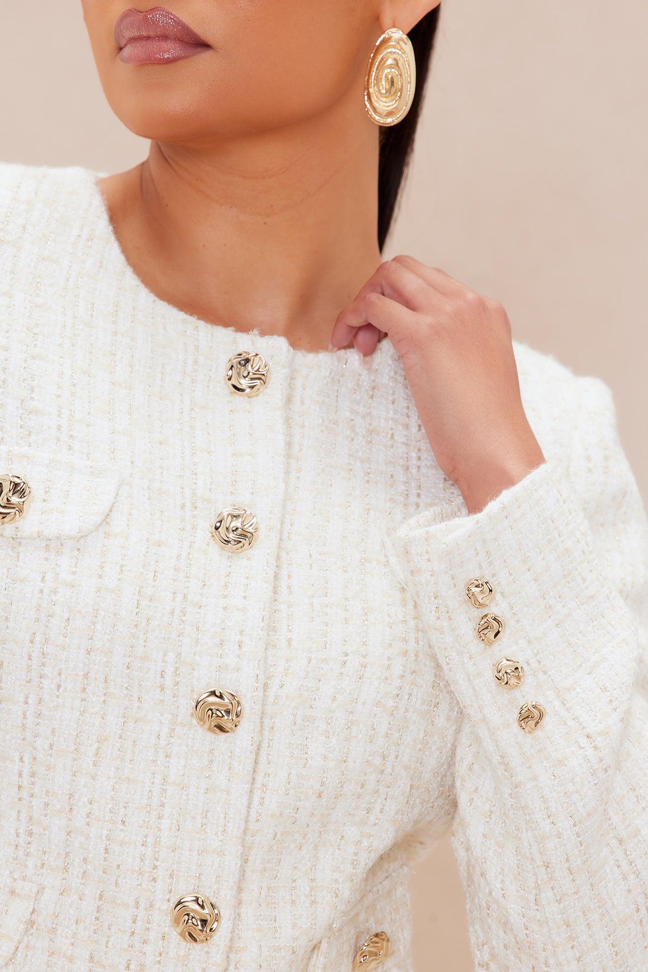 Tiffani Tweed Skirt Set - Cream Product Image