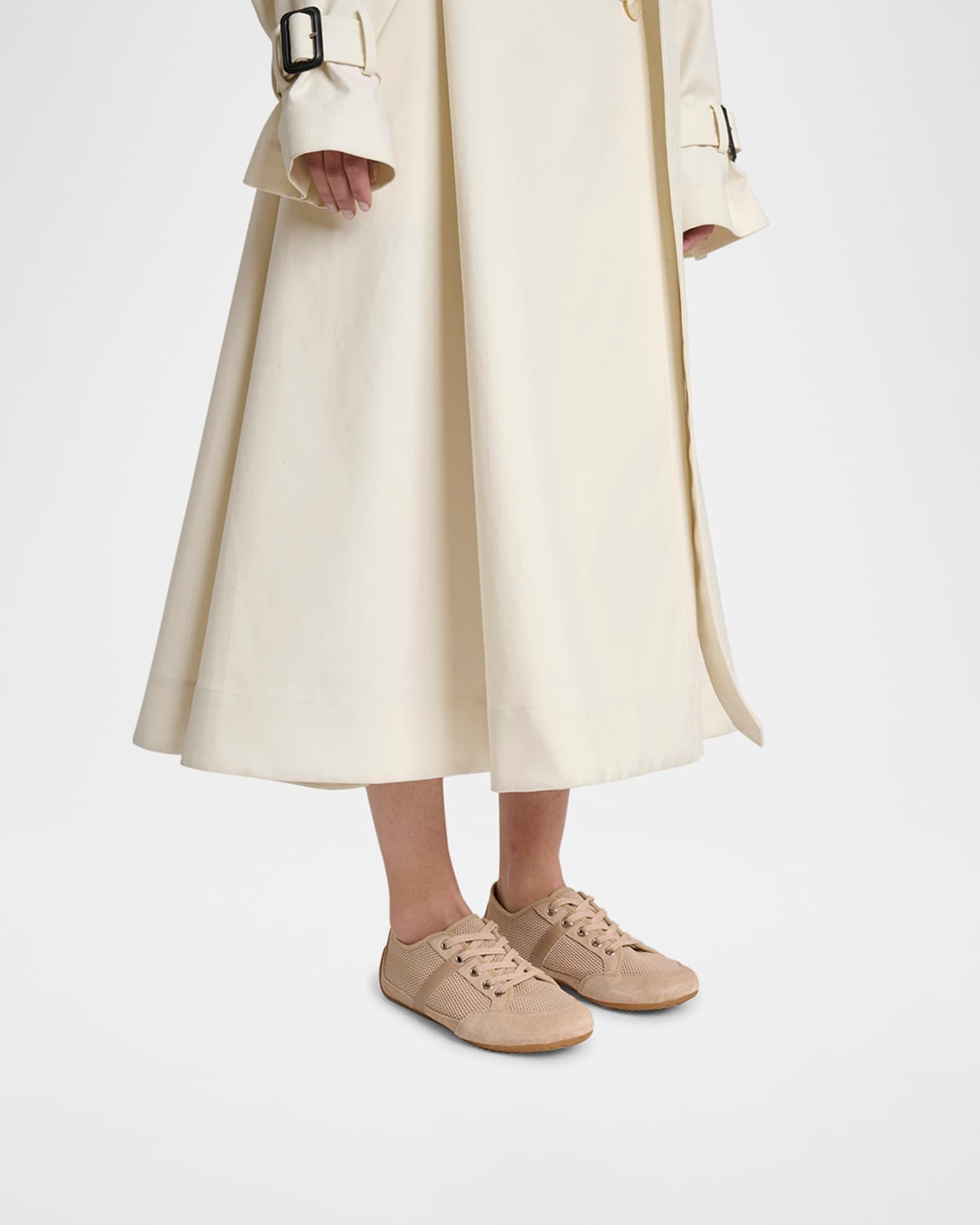 Mesh And Suede Slim Low-Top Sneakers Product Image