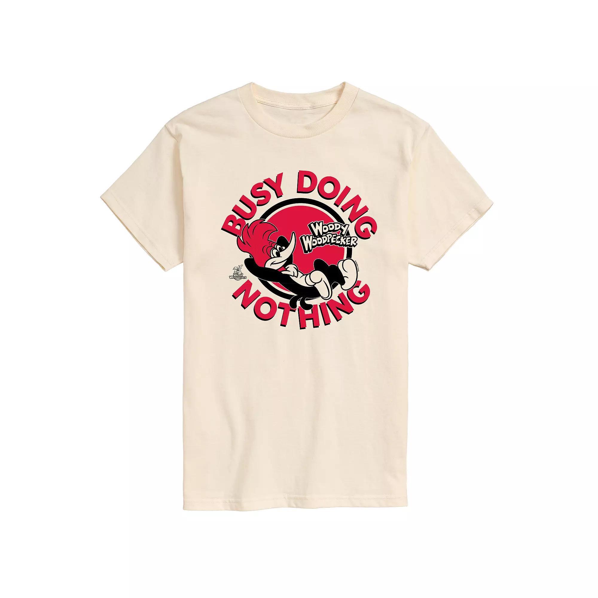 Men's Woody Woodpecker Busy Doing Nothing Graphic Tee, Size: Small, Ivory Product Image