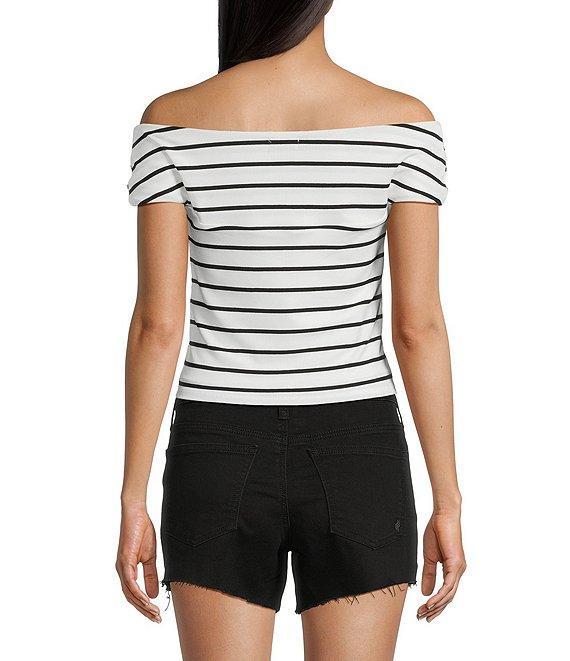 Originality Off-The-Shoulder Striped Twist Front Top Product Image