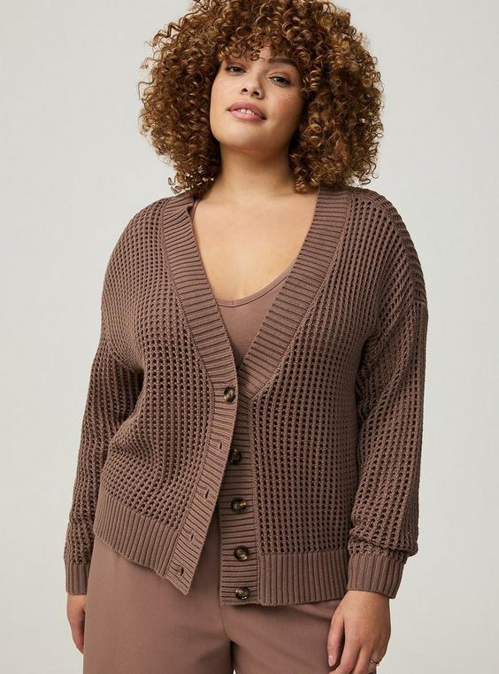 Open Stitch Cardigan Sweater Product Image