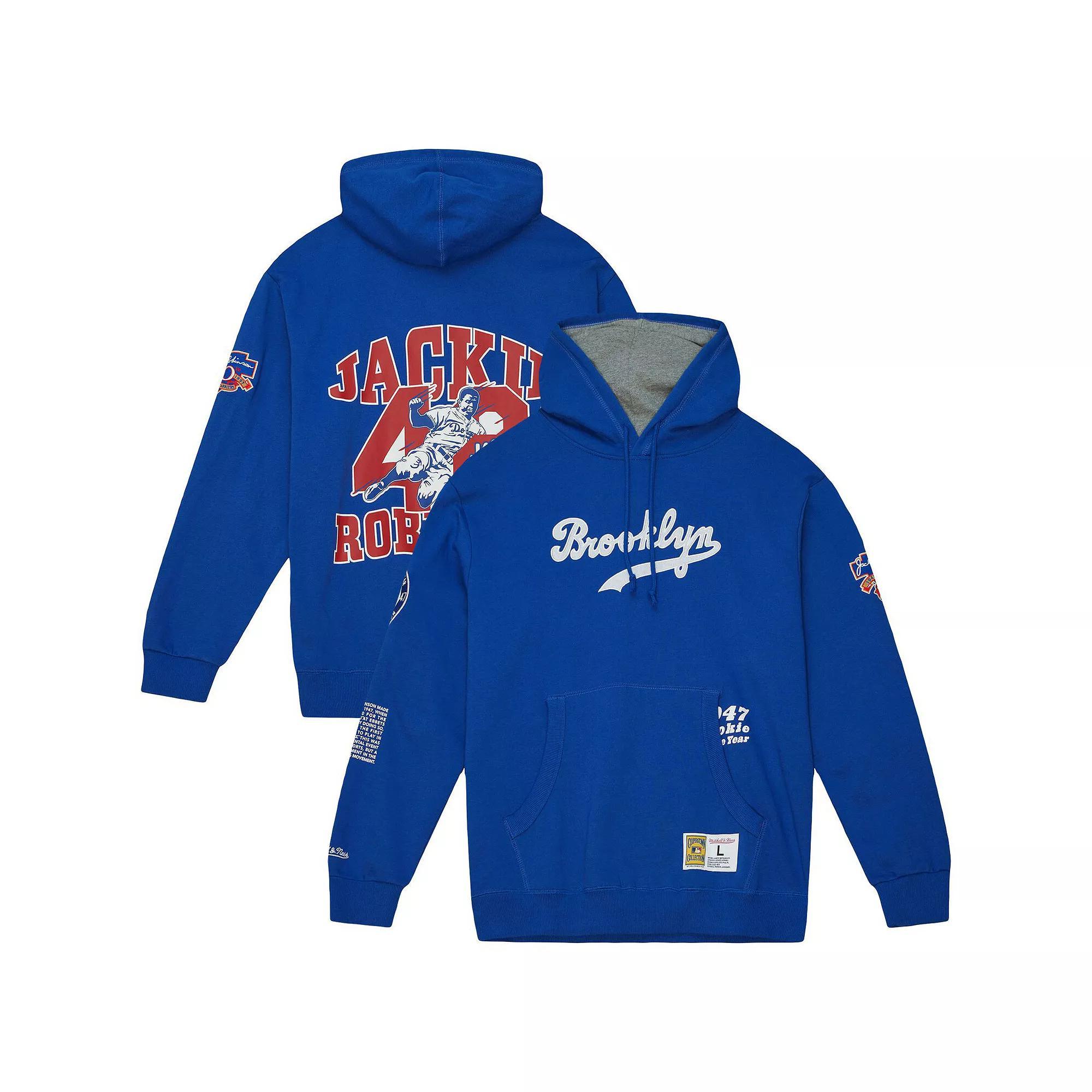 Men's Mitchell & Ness Jackie Robinson Royal Brooklyn Dodgers Cooperstown Collection Legends Fleece Pullover Hoodie, Size: Small, Mlb Blue Product Image