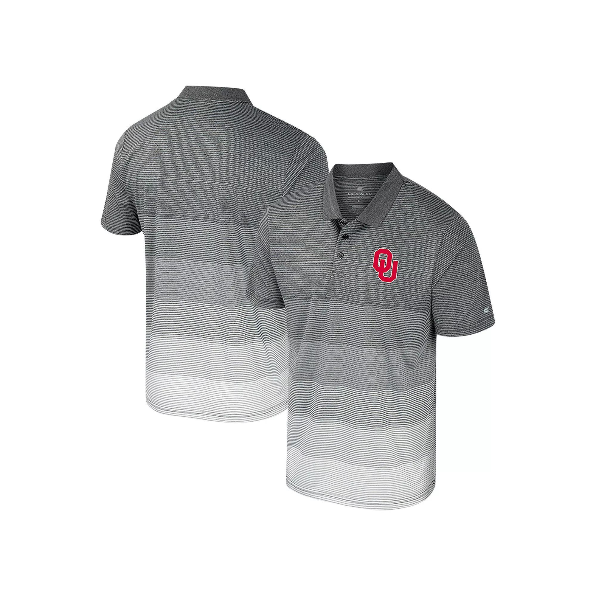 Men's Colosseum Gray Oklahoma Sooners Striped Mesh Polo,  Product Image