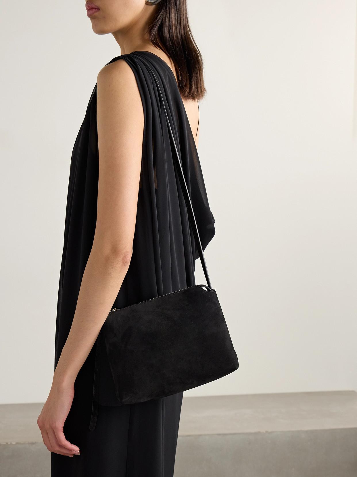 KHAITE Lina Medium Suede Shoulder Bag In Black Product Image