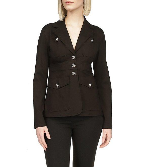 Michael Kors Ponte Notch Lapel Pocketed Three-Button Blazer Product Image
